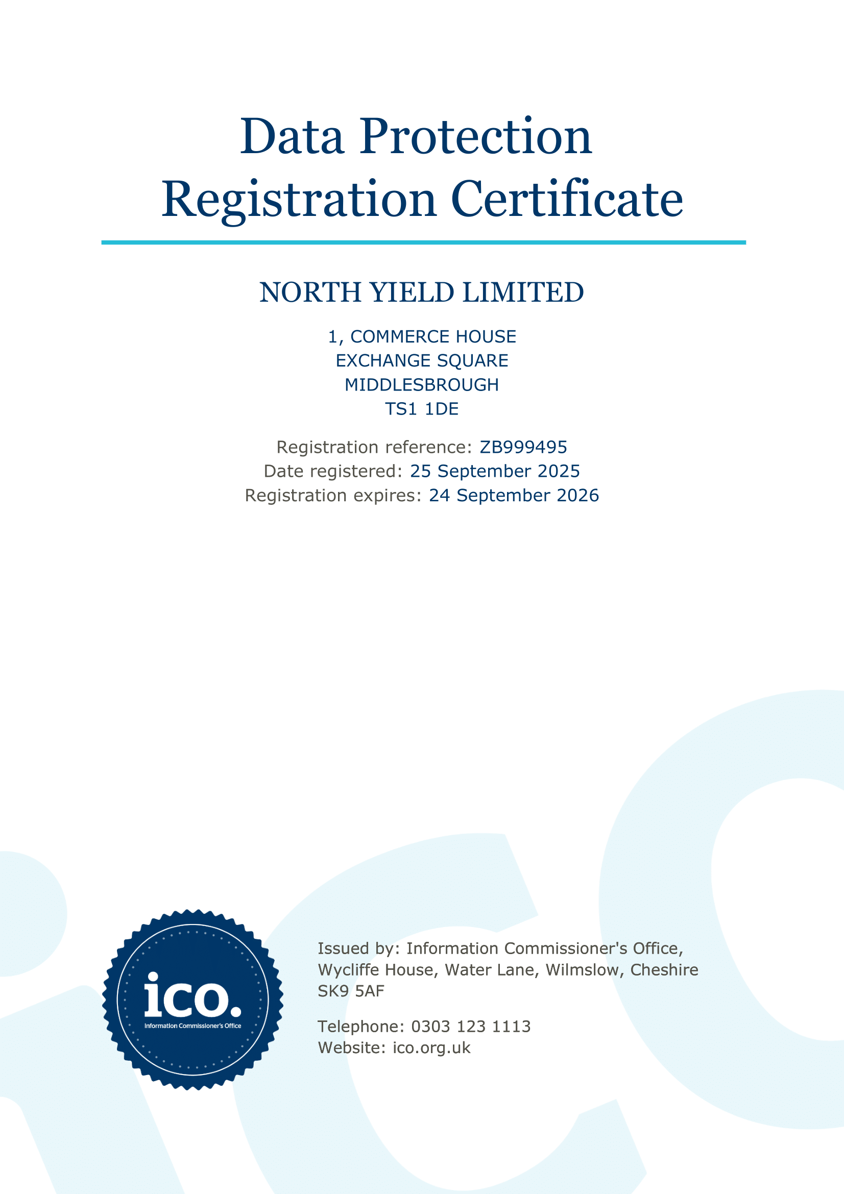 ICO Registration Certificate
